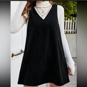 Black sleeves corduroy dress very cute